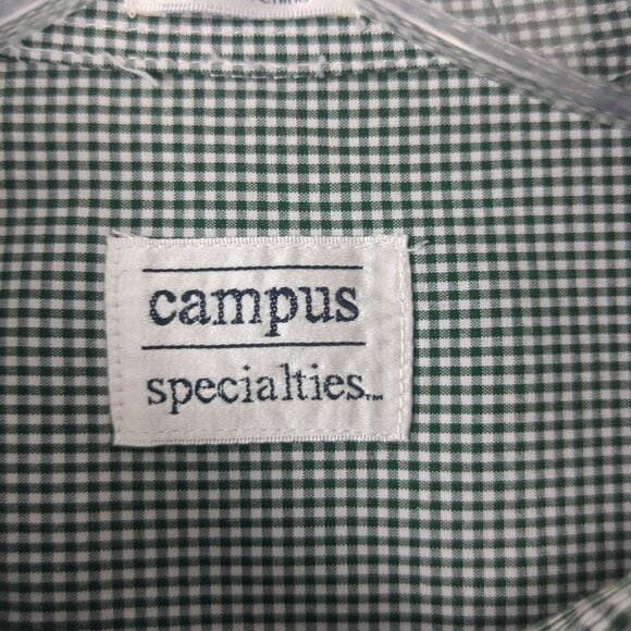 Michigan State Spartans Button Down Shirt Green White Check Men XXL Long Sleeve - Picture 9 of 14